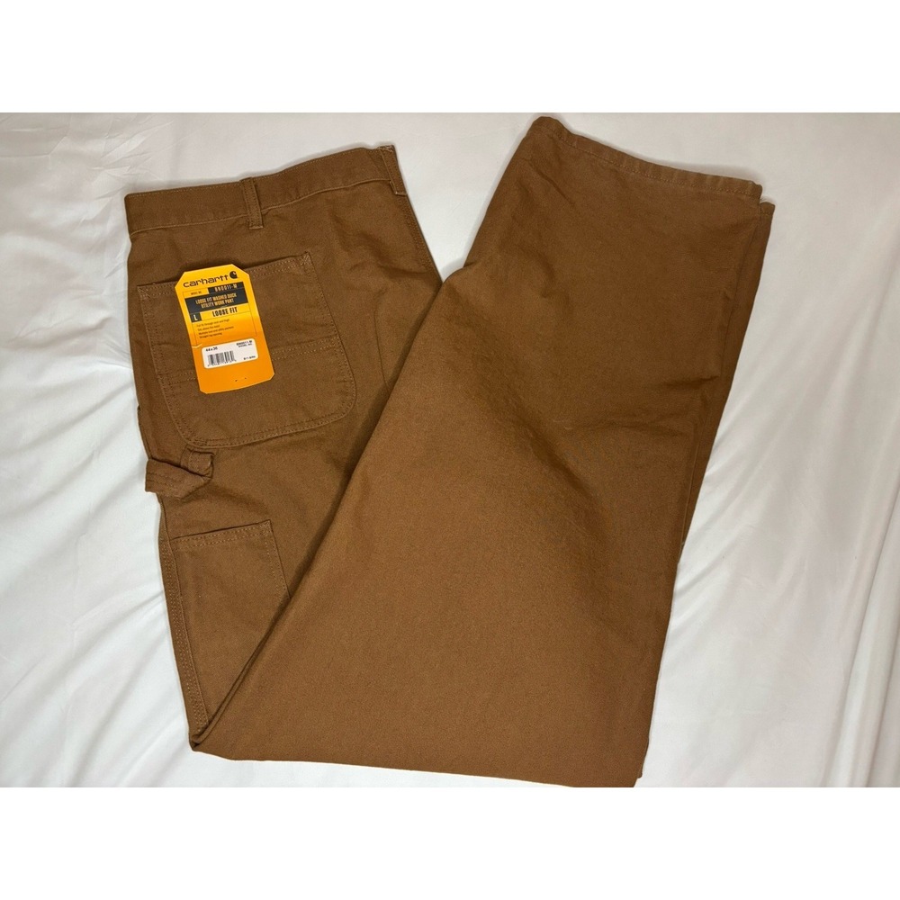 Carhartt Mens B11 Brown Loose Fit Washed Duck Utility Work‎ Pants 44x36 BN0011-M